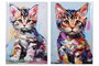 DKD Home Decor Cuadro Lienzo MDF 40X1,8X60 Gatito Lacado (Pack de 2)
