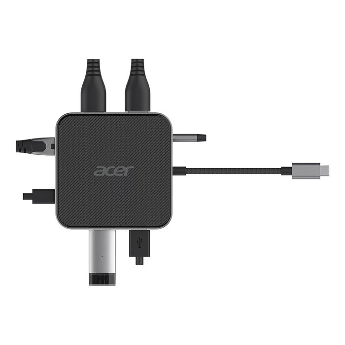 Acer Hub Multi Display 7-en-1 USB4 con Suministro de Potencia de 100W, Negro/Plata