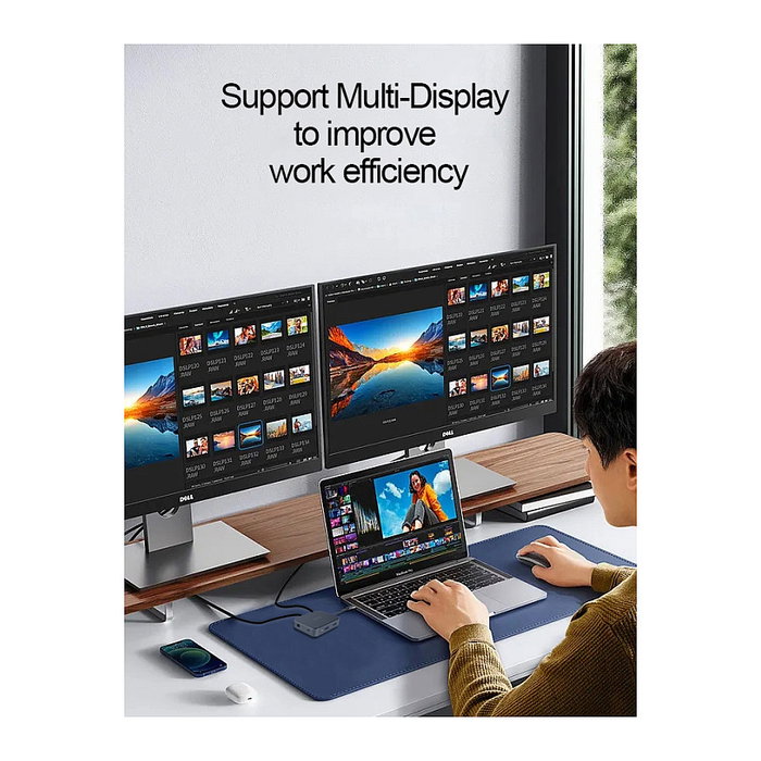 Acer Hub Multi Display 7-en-1 USB4 con Suministro de Potencia de 100W, Negro/Plata