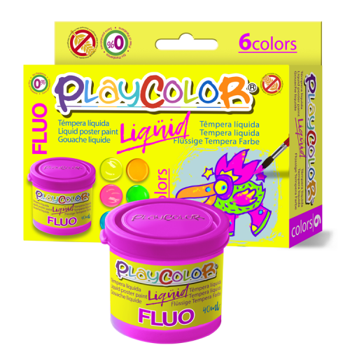 PLAYCOLOR Témpera Líquida Liqüid Fluorescente Multicolor 6x40 ml PLAYCOLOR Témpera Líquida Liqüid Fluorescente Multicolor 6x40 ml