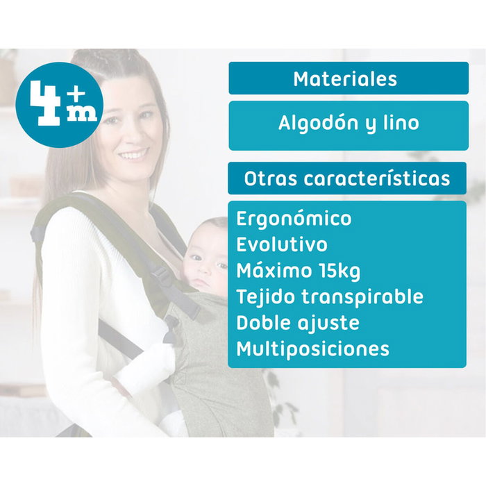 KioKids Portabebés Ergonómico Evolutivo Verde +0 meses