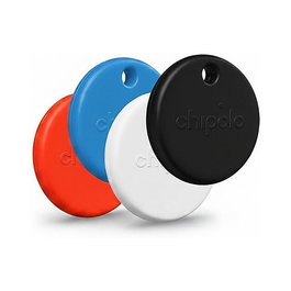 Chipolo POP 4 Pack - Localizador compatible con Apple Find My para iPhone - Negro, Rojo, Blanco, Azul