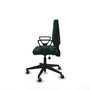 Silla de oficina Elche con mecanismo Asincro tapizada con Similpiel color Verde botella. Equipada con Base piramidal negra, Brazos fijos y Ruedas 65 mm parqué