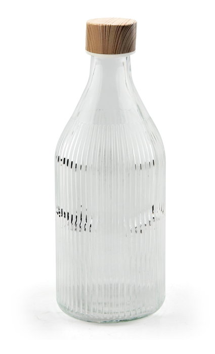 La Mediterranea Botella de Vidrio Redonda con Tapa de Metal Wood 1L (24 Unidades)