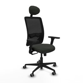 PIQUERAS Y CRESPO Silla de oficina Zulema con mecanismo Sincro, Brazos 3D y Cabecero Fijo - Negro