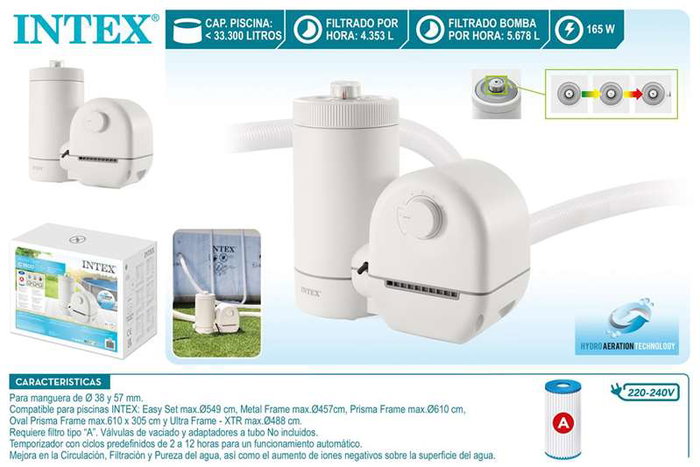 Intex Depuradora Cartucho Krystal Clear 5678 L/H Tipo A Intex Depuradora Cartucho Krystal Clear 5678 L/H Tipo A