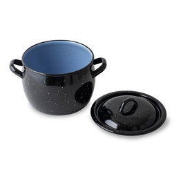 Vaello Olla Abombada con Tapa 3 L ø16 cm, Acero Esmaltado, Apta Todo Tipo de Fuegos y Lavavajillas