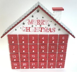 DKD Home Decor Calendario Adviento Navidad Tradicional Rojo Blanco 7 x 27 x 30 cm (2 Unidades)