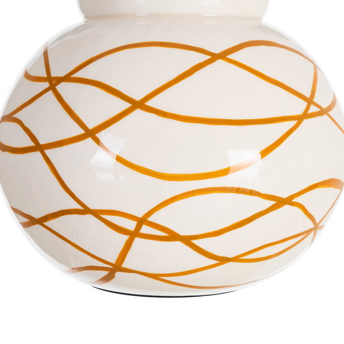 Jarrón Blanco-Mostaza Metal Decoración 23 X 23 X 20 cm