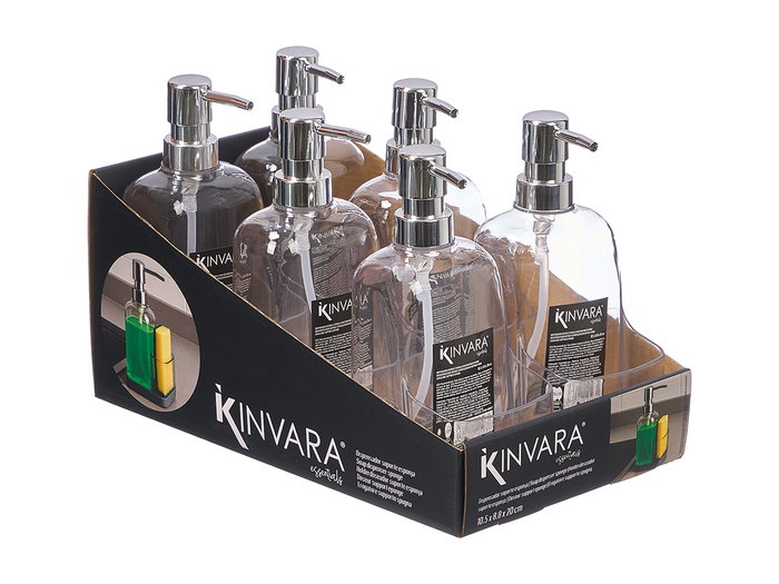Kinvara Dosificador Cocina Transparente Gris Plástico PET/TPR 10.5x9x20 cm (Set de 12)