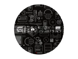 Genesis Tellur 300 Gear - Alfombra para Silla de Oficina Antideslizante - Negro/Gris/Blanco - Poliéster - Redonda 100 cm