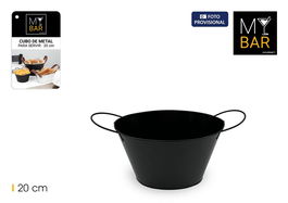 Inde Cubo Metal Ovalado con Asa de Metal Negro 20 cm My Bar (Ancho: 15.1 cm, Alto: 16 cm, Largo: 28 cm) (12 Unidades)