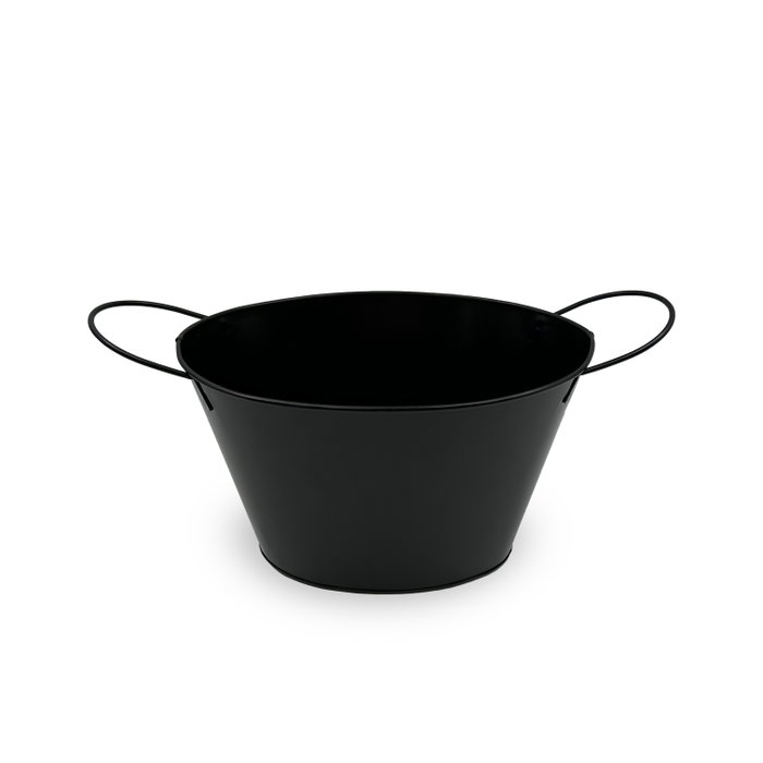 Inde Cubo Metal Ovalado con Asa de Metal Negro 20 cm My Bar (Ancho: 15.1 cm, Alto: 16 cm, Largo: 28 cm) (12 Unidades)
