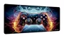 SUBBLIM GameCore XL Alfombrilla Gaming 900x400x3 mm, Bordes Cosidos, Base de Goma Antideslizante 85%, Tejido Micro-Texturizado, Diseño Fire-&-Ice, Negro/Multicolor