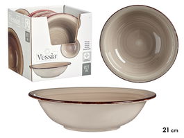 Vessia Plato Hondo Gres Tierra con Borde 20.5 cm Gris Cerámica Loza Apto Lavavajillas (Set de 24)