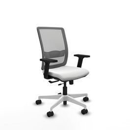 PIQUERAS Y CRESPO Silla de oficina Haches con mecanismo Sincro/Traslack, Blanco y Gris