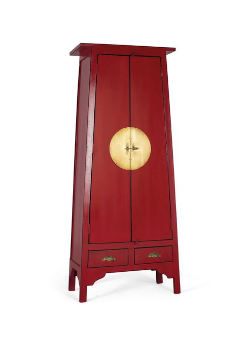 GINER Y COLOMER Armario Madera de Mango 2 Puertas 2 Cajones Rojo 195 cm