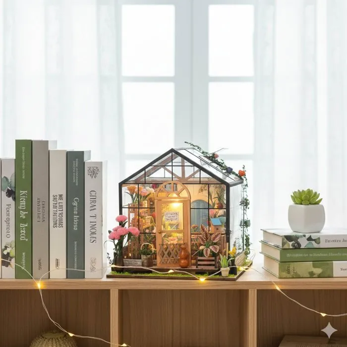 Book Nook - Kit de bricolaje para construir un invernadero de flores Green Nook 3D - 20 x 18 x 19 cm
