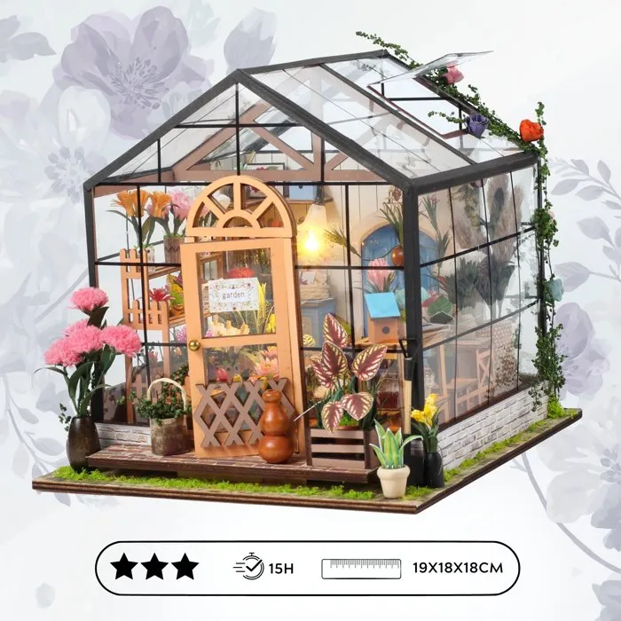Book Nook - Kit de bricolaje para construir un invernadero de flores Green Nook 3D - 20 x 18 x 19 cm