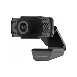 Conceptronic AMDIS01B Webcam USB 2.0 Full HD 1080p/30fps, Ángulo 90°, Micrófono Integrado y Privacidad, Plug & Play