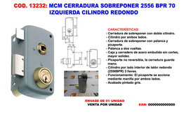 MCM Cerradura de sobreponer 2556 BPR 70 - Izquierda con cilindro redondo