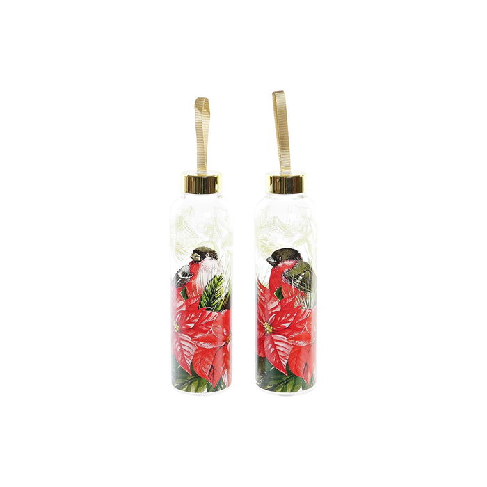 DKD Home Decor Set de 2 Botellas de Cristal Cascanueces 550ml Rojo y Verde