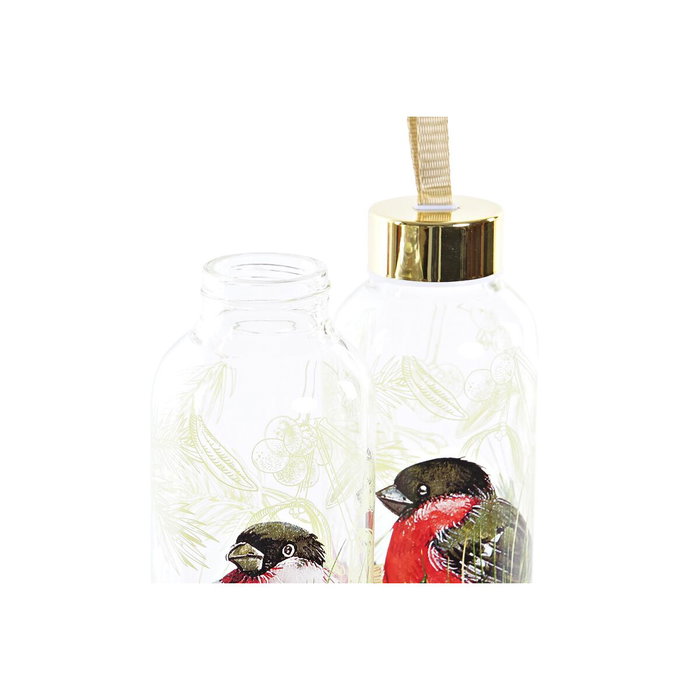 DKD Home Decor Set de 2 Botellas de Cristal Cascanueces 550ml Rojo y Verde