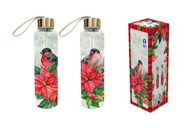 DKD Home Decor Set de 2 Botellas de Cristal Cascanueces 550ml Rojo y Verde
