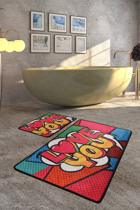 Mijölnir Juego de Alfombras de Baño de Poliéster Suaves, Antibacterianas y Antideslizantes 50x60cm y 60x100cm
