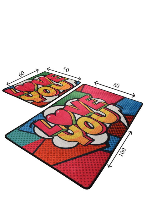 Mijölnir Juego de Alfombras de Baño de Poliéster Suaves, Antibacterianas y Antideslizantes 50x60cm y 60x100cm