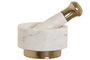 DKD Home Decor Mortero Blanco Dorado Marmol Laton 12.5 x 12.5 x 7.5 cm