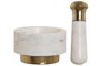 DKD Home Decor Mortero Blanco Dorado Marmol Laton 12.5 x 12.5 x 7.5 cm