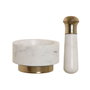 DKD Home Decor Mortero Blanco Dorado Marmol Laton 12.5 x 12.5 x 7.5 cm