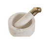 DKD Home Decor Mortero Blanco Dorado Marmol Laton 12.5 x 12.5 x 7.5 cm