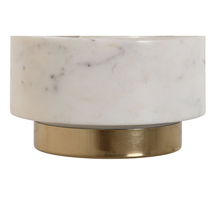 DKD Home Decor Mortero Blanco Dorado Marmol Laton 12.5 x 12.5 x 7.5 cm