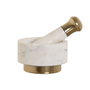 DKD Home Decor Mortero Blanco Dorado Marmol Laton 12.5 x 12.5 x 7.5 cm