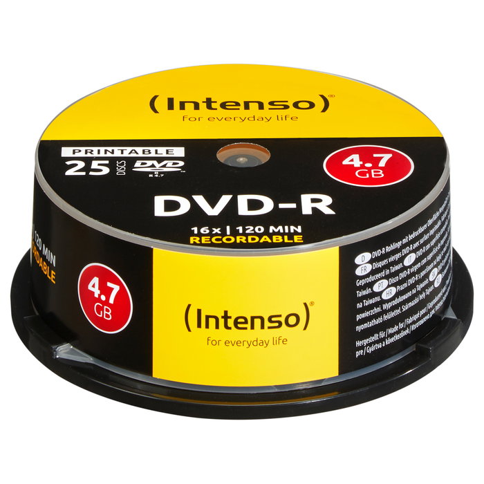Intenso DVD-R 4,7 GB 16x Speed Pack de 25 unidades imprimibles Intenso DVD-R 4,7 GB 16x Speed Pack de 25 unidades imprimibles
