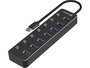 Sandberg USB 3.0 Hub 7 Puertos, Concentrador con Conexión Rápida y Fiable para Dispositivos Externos, Teclados e Impresoras