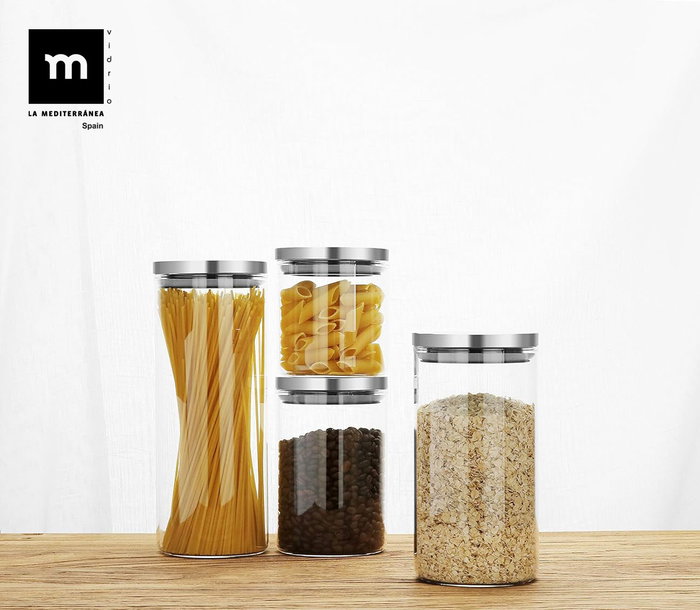 La Mediterranea Tarro Borosilicato T/Acero 950ml 10.8x10.8x16cm (12 Unidades)