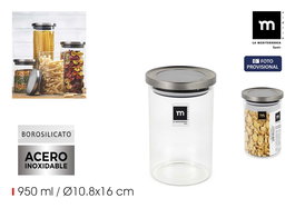 La Mediterranea Tarro Borosilicato T/Acero 950ml 10.8x10.8x16cm (12 Unidades)