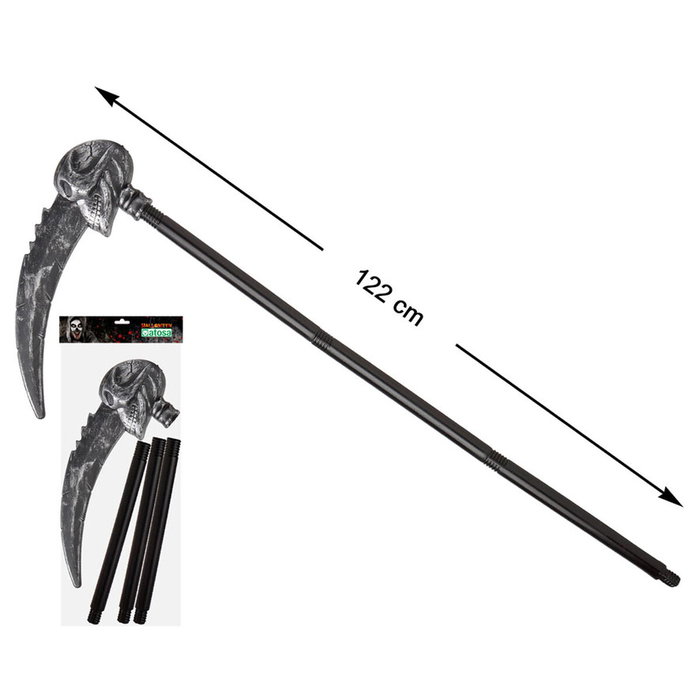 Atosa Cetro de Fantasía con Cráneo Negro y Gris 122 cm para Disfraz Grim Reaper/Esqueleto Atosa Cetro de Fantasía con Cráneo Negro y Gris 122 cm para Disfraz Grim Reaper/Esqueleto