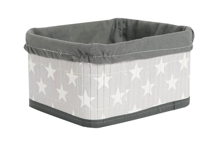DKD Home Decor Cesta Tradicional Gris Blanco Set de 6 Piezas Bambú Poliéster Algodón MDF 51 x 35 x 33 cm