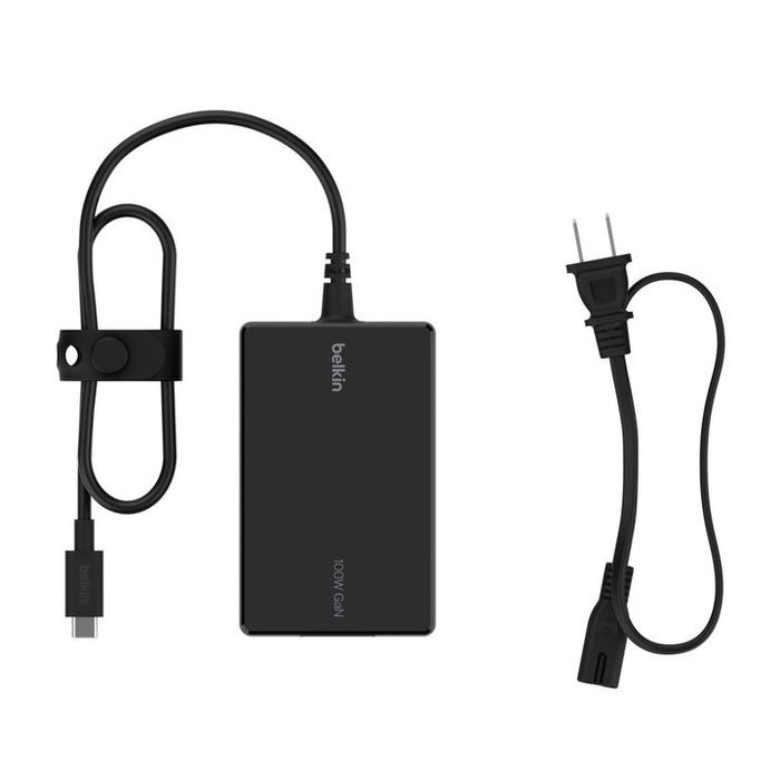 Belkin INC016GLBK - Cargador USB-C GaN 100W PD, Cable 2.5m, Carga Rápida para MacBook, Windows, Chromebook, Steam Deck, Nintendo Switch