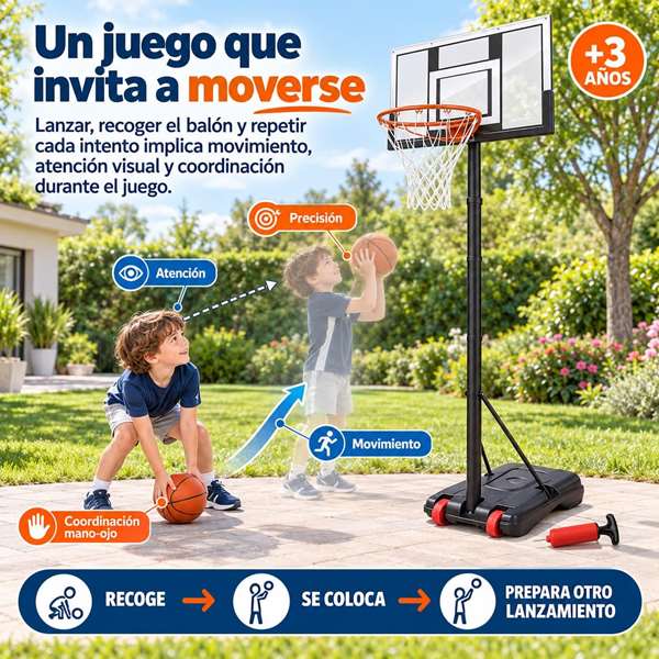JugaToys Canasta de Baloncesto con pie, balón hinchable e hinchador 74x236x73cm