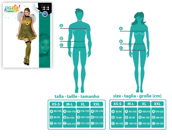 atosa Disfraz Abeja para Mujer Adulto Talla XL - 3 Piezas