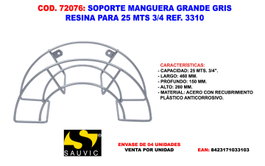 Soporte manguera grande acero forrado gris 25 mts 3/4 ref. 3310