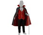 Disfraz de Vampiro Clásico Halloween Hombre Adulto Completo con Capa Roja Cuello Alto, Chaleco y Pantalón Talla M-L