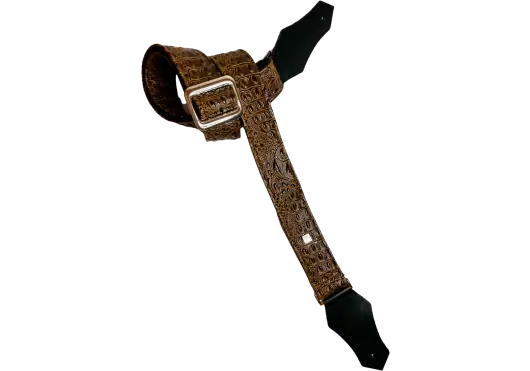 GETM Correa Guitarra Bajo Aussie Gator Mocha Brown ajustable hasta 165 cm Polipiel Nailon Piel