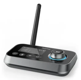 Hama link.it duo Adaptador Bluetooth Transmisor y Receptor 2 en 1 con aptX, Bluetooth 5.2, Conexión 3.5 mm/RCA/Óptica, USB-C, Alcance 10 m, Color Negro