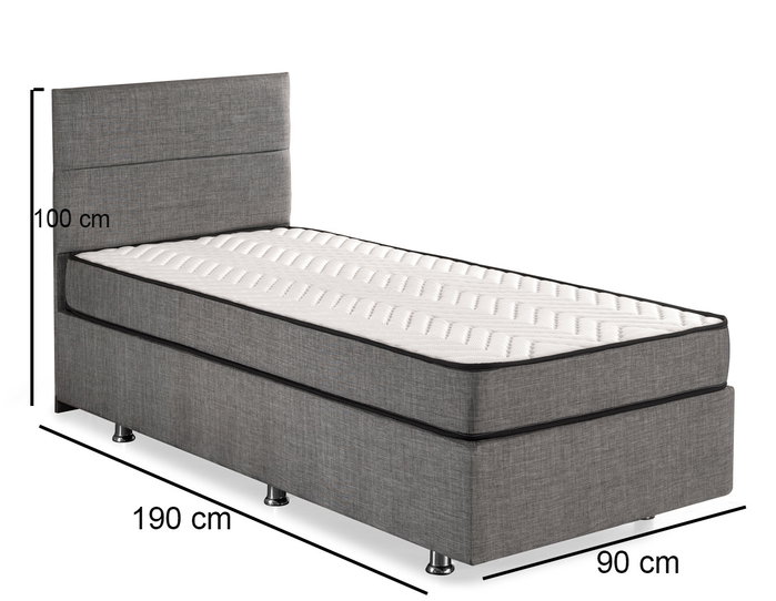 Hanah Home Somier y Cabecero Individual 90 x 190 cm Gris